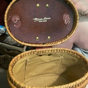 Vtg 50s Etienne Aigner French Summer Straw Bucket Purse